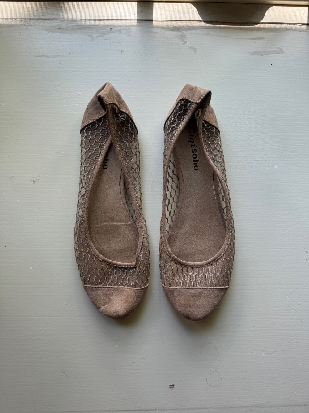 Neutral Taupe Mesh Ballet Flats